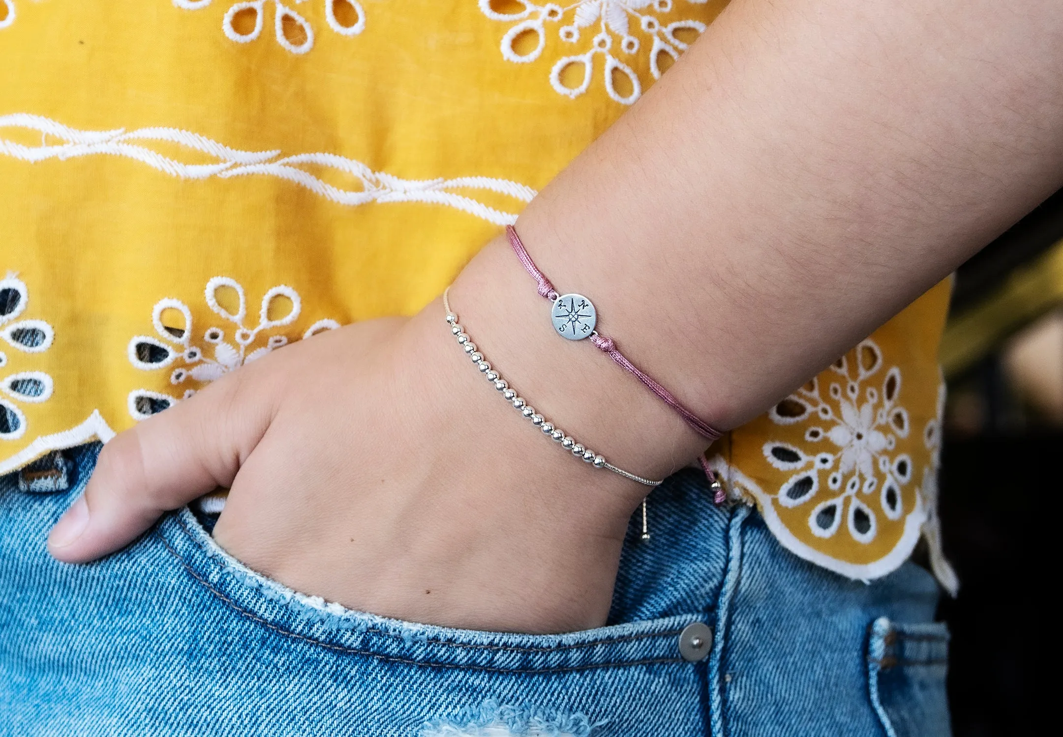 journey compass cord bracelet set • friendship, invisible thread