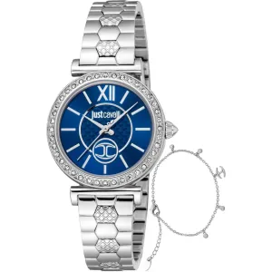 Just Cavalli Varenna Ladies Dark Blue Dial Stainless Steel Watch