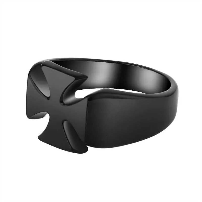 Knights Templar Ring - Stainless Steel Polished Signet [Silver, Black, Gold]
