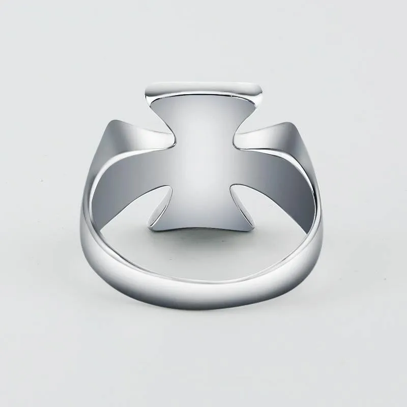 Knights Templar Ring - Stainless Steel Polished Signet [Silver, Black, Gold]