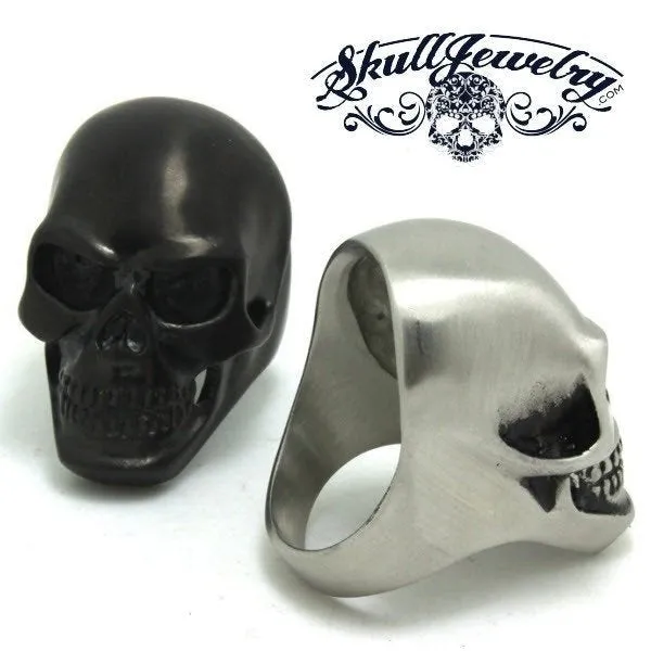Knuckle Duster - Big And Heavy Skull Ring - Gloss Stainless Steel, Matte Black or Gold-Tone