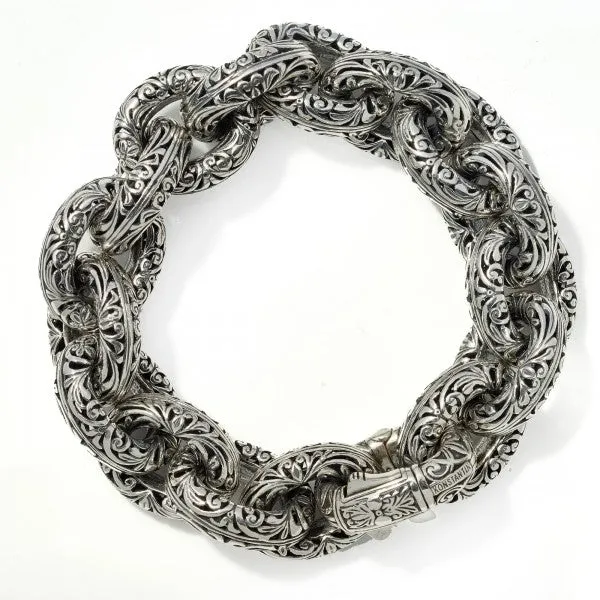 Konstantino Women's Sterling Silver Etched Link Bracelet, 7 Inches