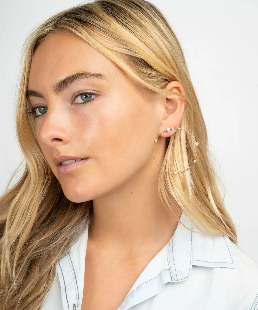 Large Diamond Solo Earrings