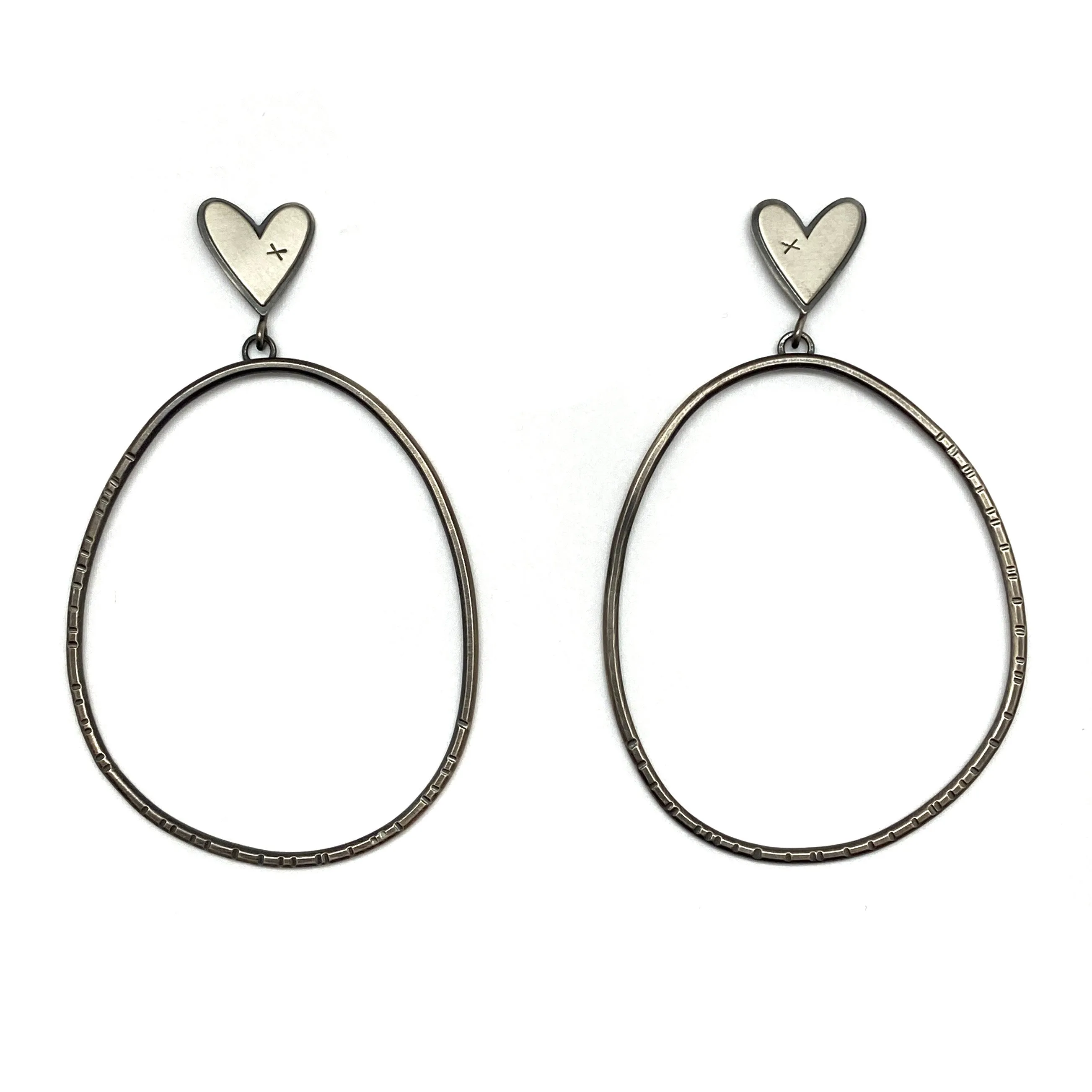 Large Sterling Silver Heart Earrings