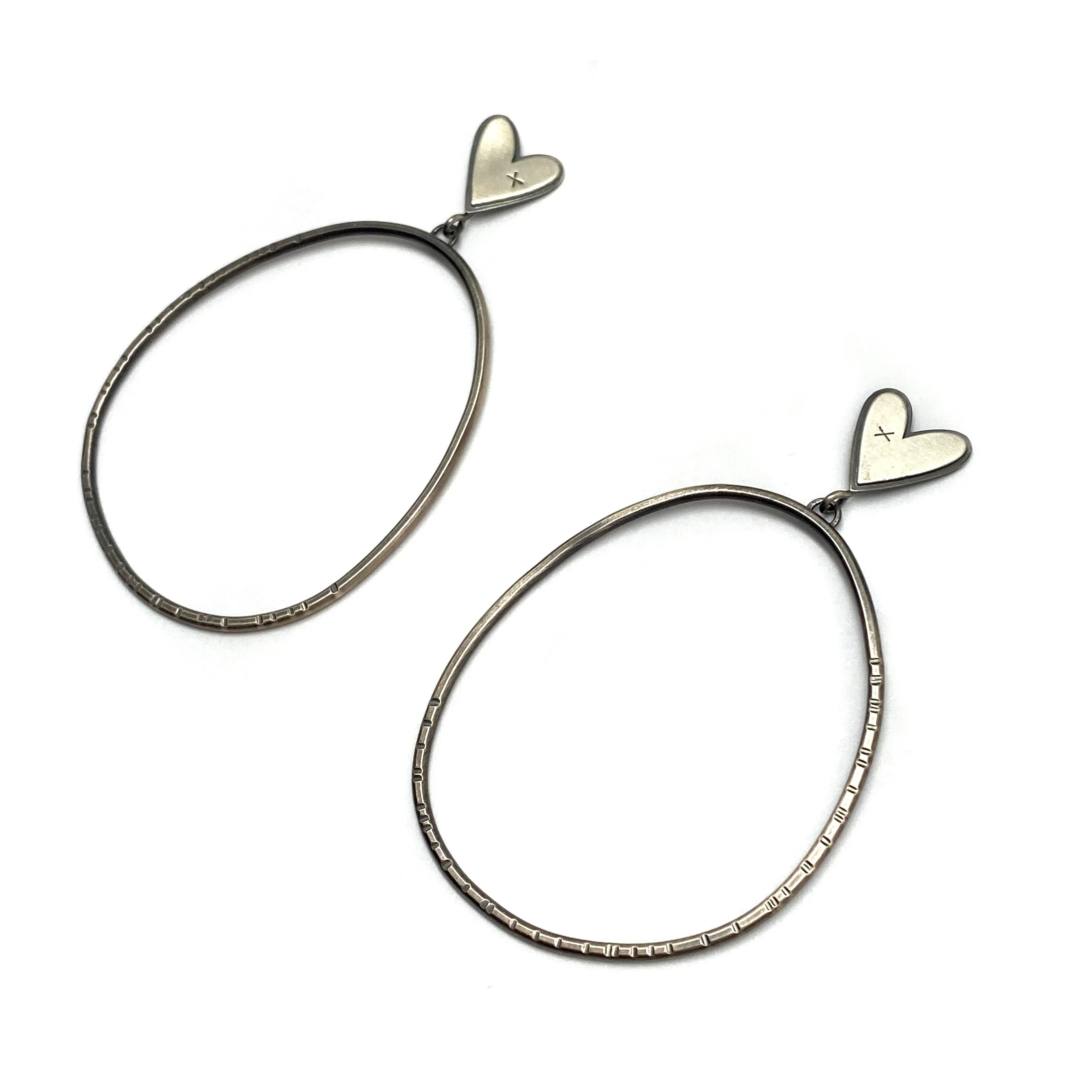 Large Sterling Silver Heart Earrings