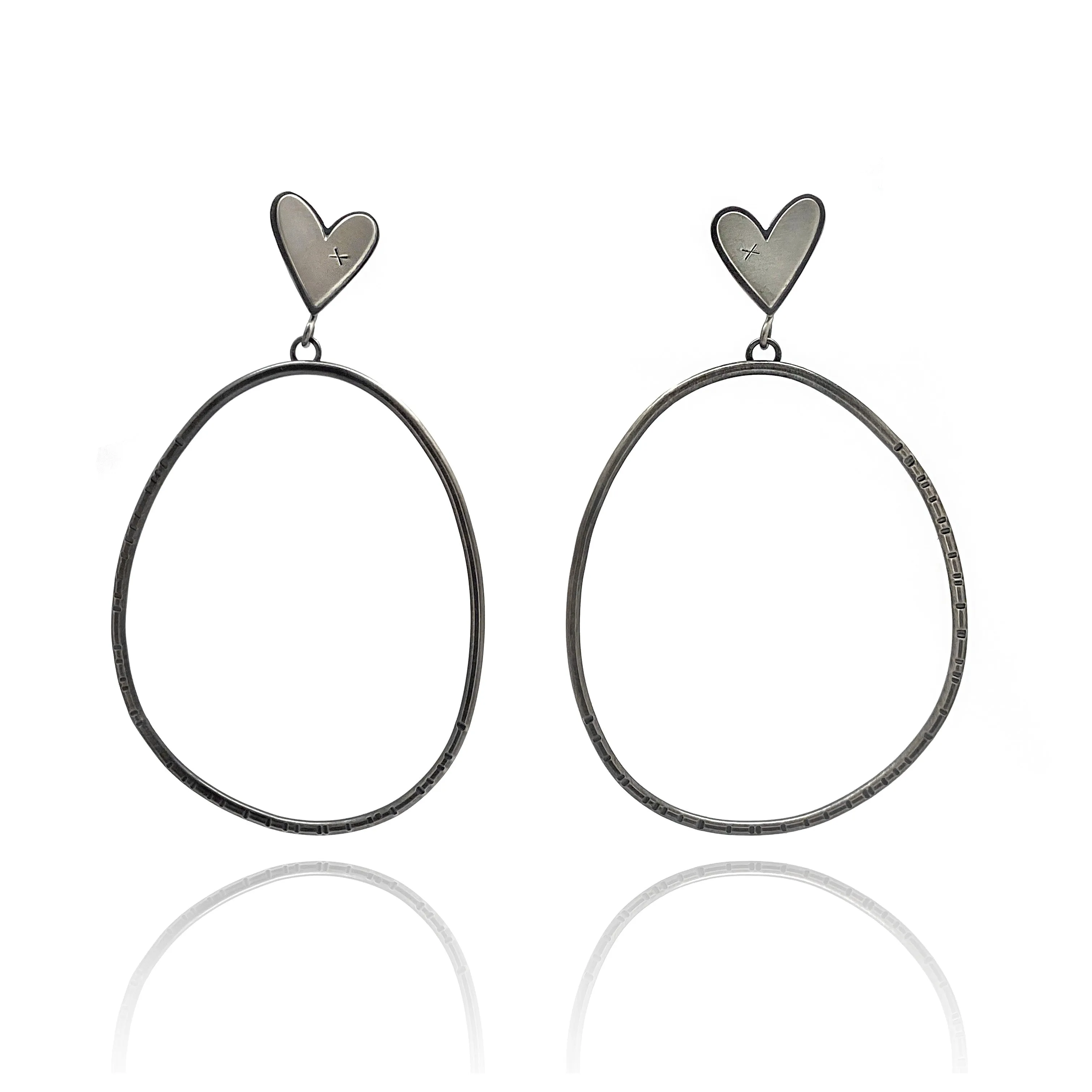 Large Sterling Silver Heart Earrings