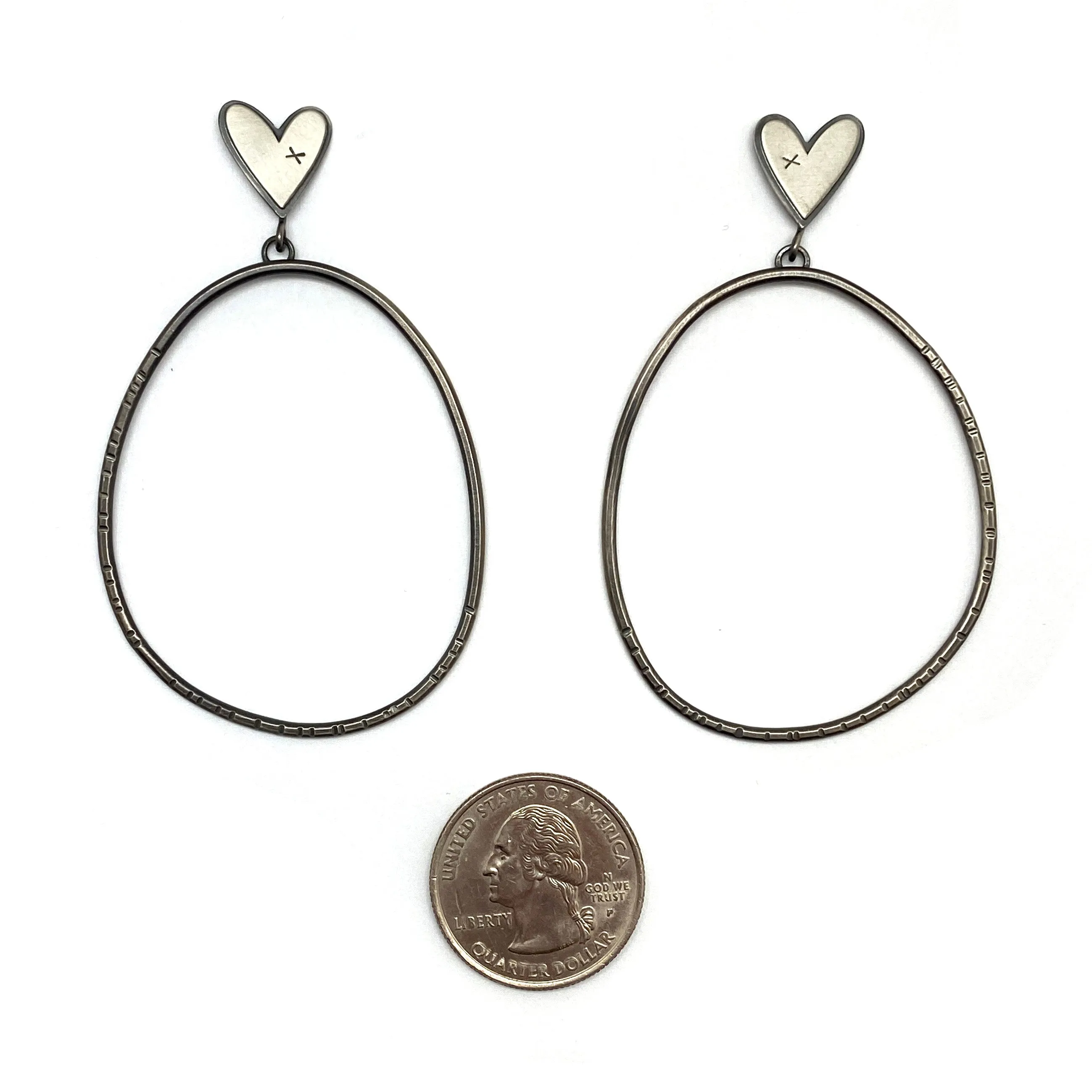 Large Sterling Silver Heart Earrings