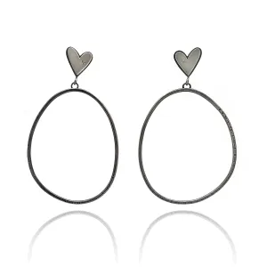 Large Sterling Silver Heart Earrings