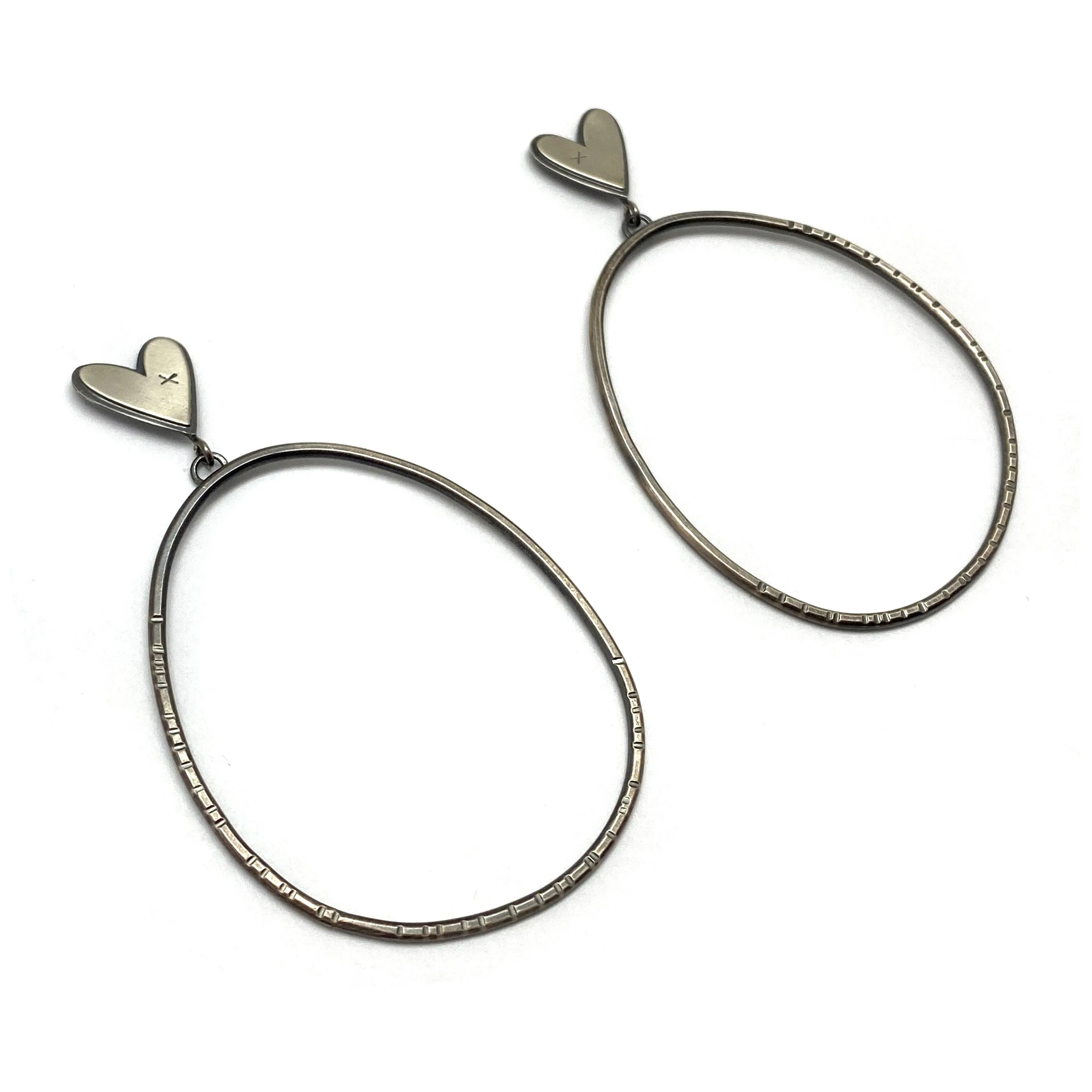 Large Sterling Silver Heart Earrings