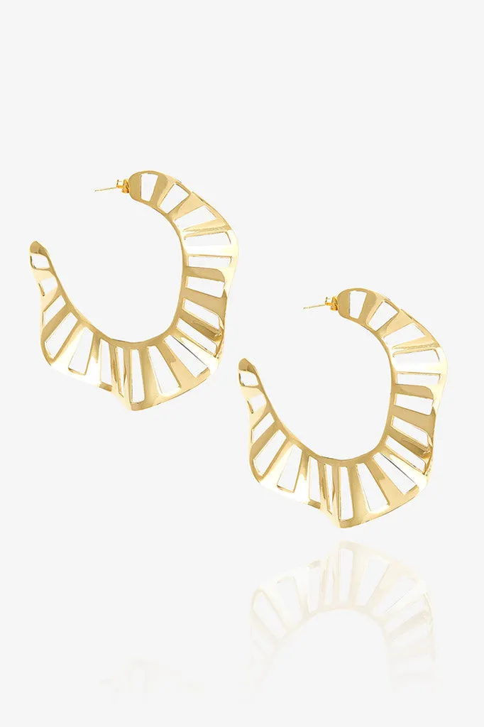 Large Stripe Ruffle Hoop Earring