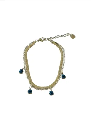 Layered Evil Eyes Silver Bracelet