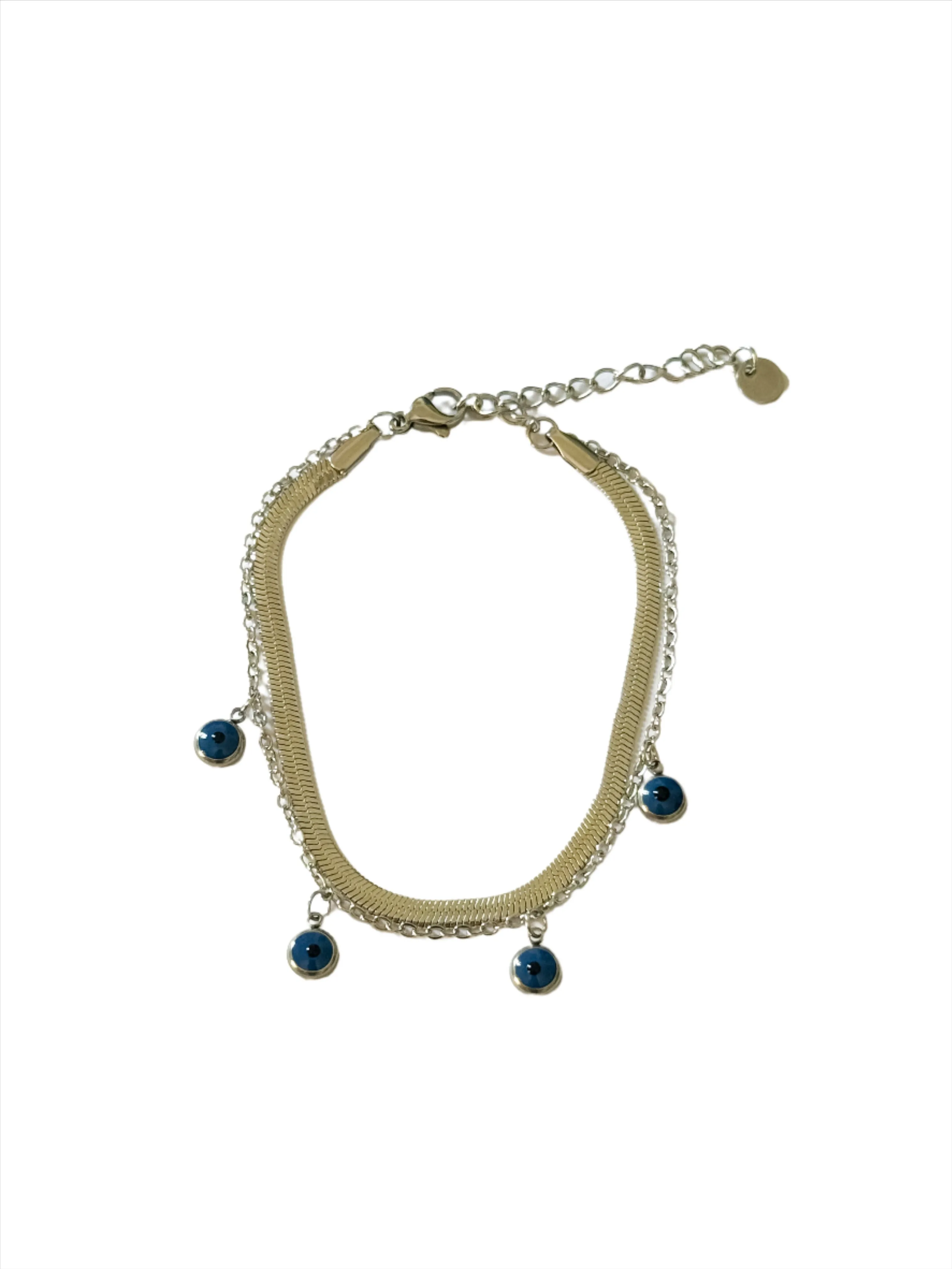 Layered Evil Eyes Silver Bracelet