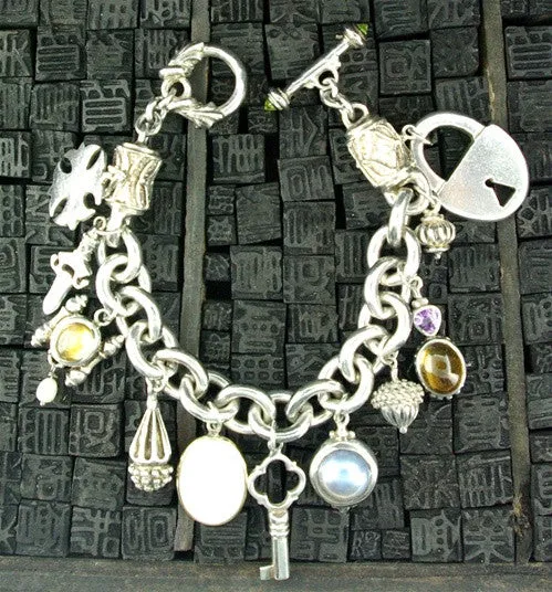 Lazaro Sterling Silver Multi Charm Bracelet