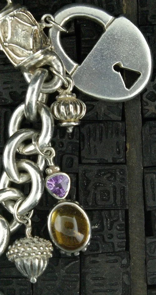 Lazaro Sterling Silver Multi Charm Bracelet