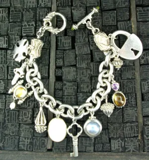Lazaro Sterling Silver Multi Charm Bracelet