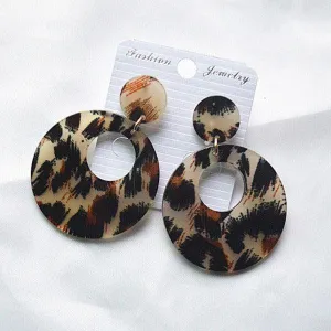 Leopard Print Acrylic Circular Earrings