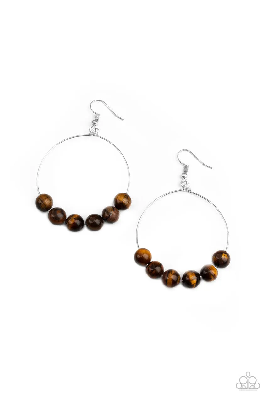 Let It Slide Brown Paparazzi Earrings