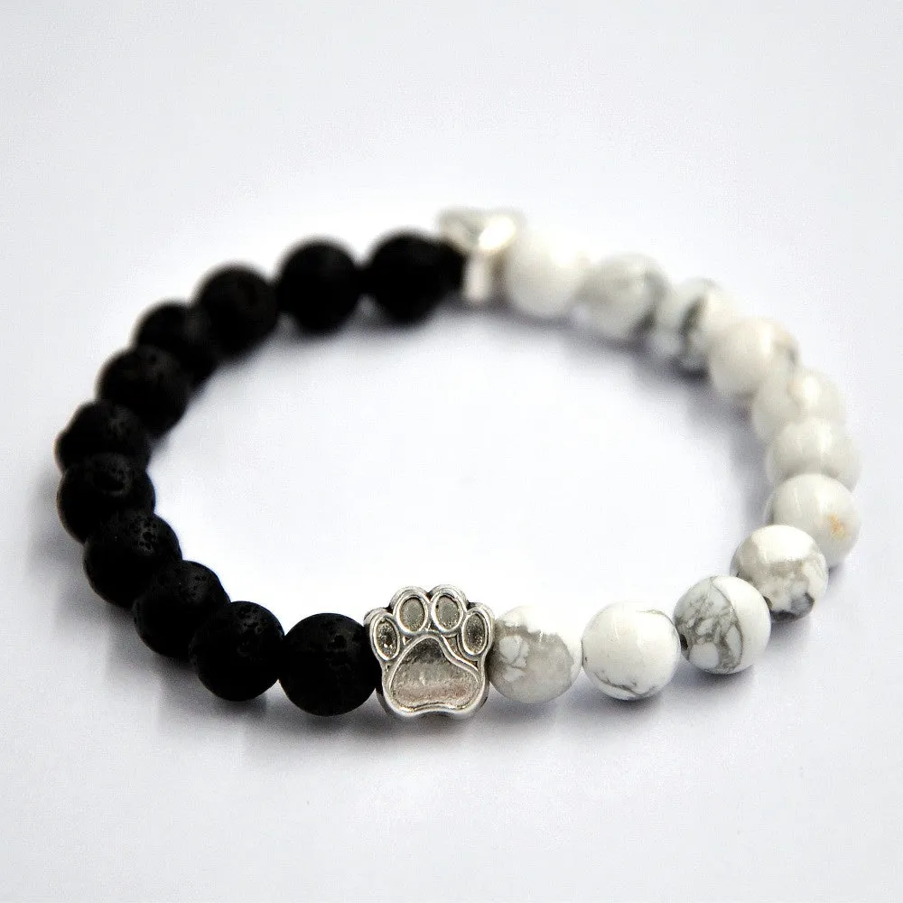 Limited Edition Yin-Yang Dog Paw & Heart Bead Bracelet