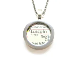 Lincoln Nebraska Map Pendant Necklace