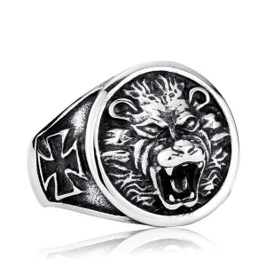 Lion's Head Cross Ring