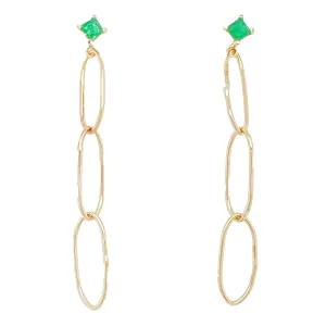 Living Links Drop Earrings with Emeralds