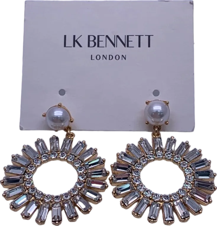 LK Bennett Pearl Clear Crystal Front-Facing Hoop Earrings