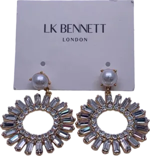 LK Bennett Pearl Clear Crystal Front-Facing Hoop Earrings