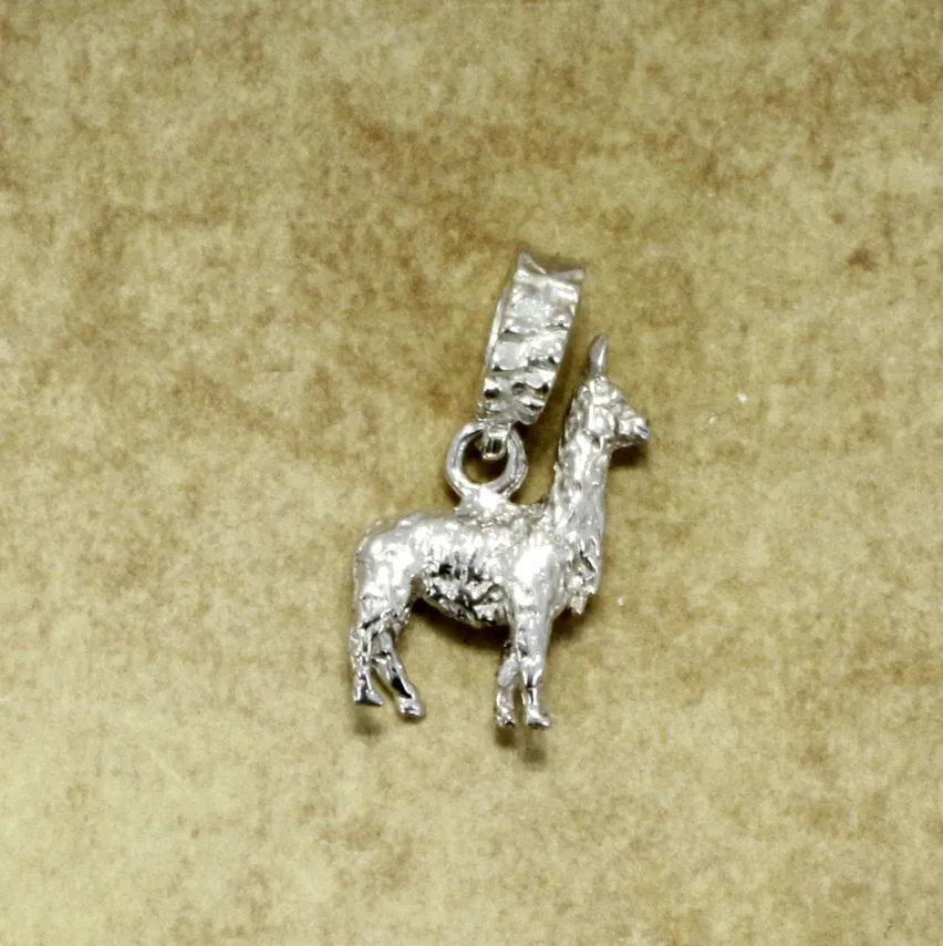 Llama Slide Charm in 925 Sterling Silver, Llama  Jewelry Charm