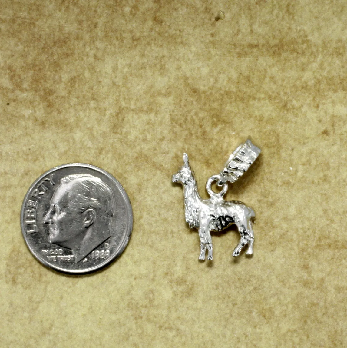 Llama Slide Charm in 925 Sterling Silver, Llama  Jewelry Charm