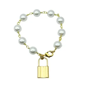 Locket Pearl Chain Charm Bracelet