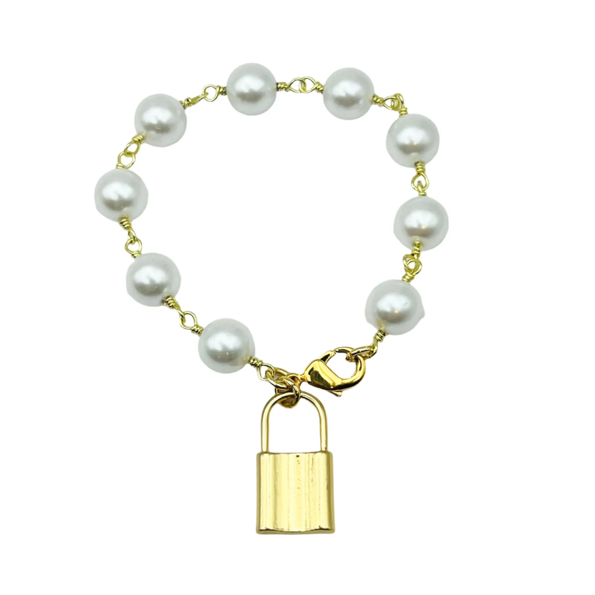 Locket Pearl Chain Charm Bracelet