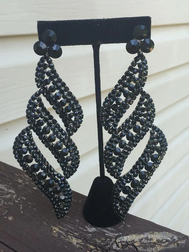 Long Black Statement Earrings | bolts | 368439