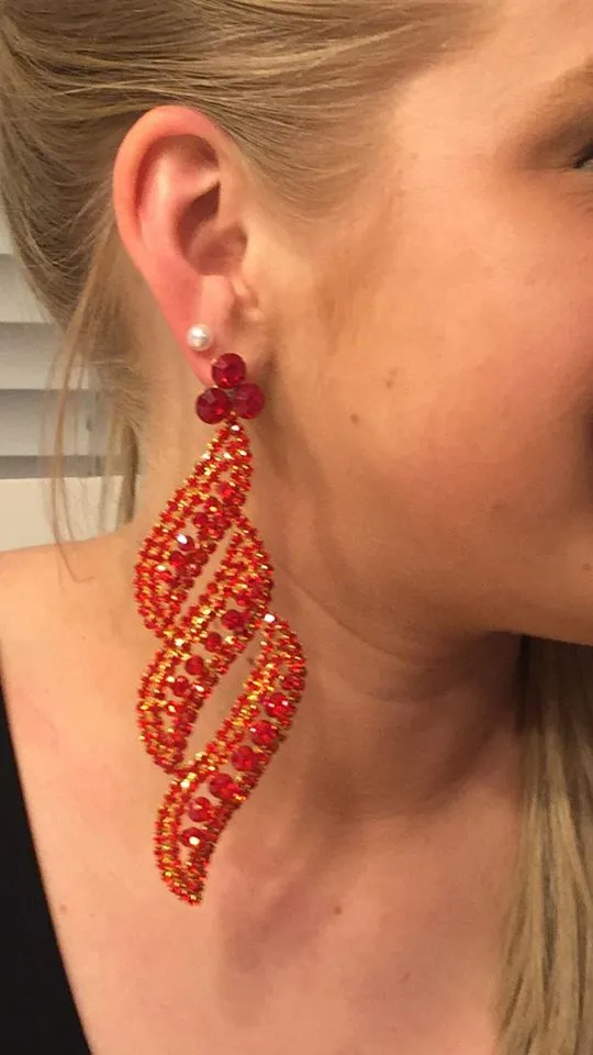 Long Crystal Statement Earrings on Silver | Bolts | 364546