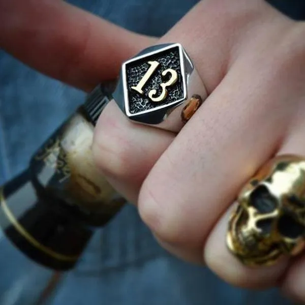 Lucky 13 Skull Ring