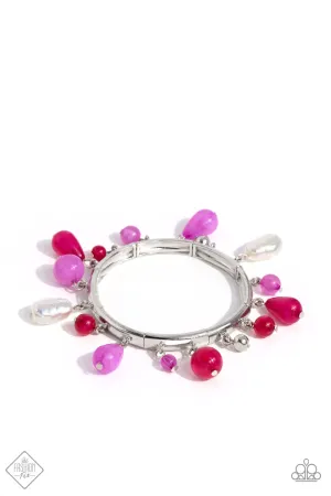 Lush Landscaping - Pink - Bead and Baroque Pearl Paparazzi Stretchy Bracelet - December 2023 Glimpses of Malibu