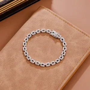 Luxury Tank Chain Moissanite Bracelet for Women Party Wedding Jewelry