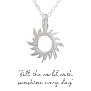Mantra Sun Necklace | Sterling Silver