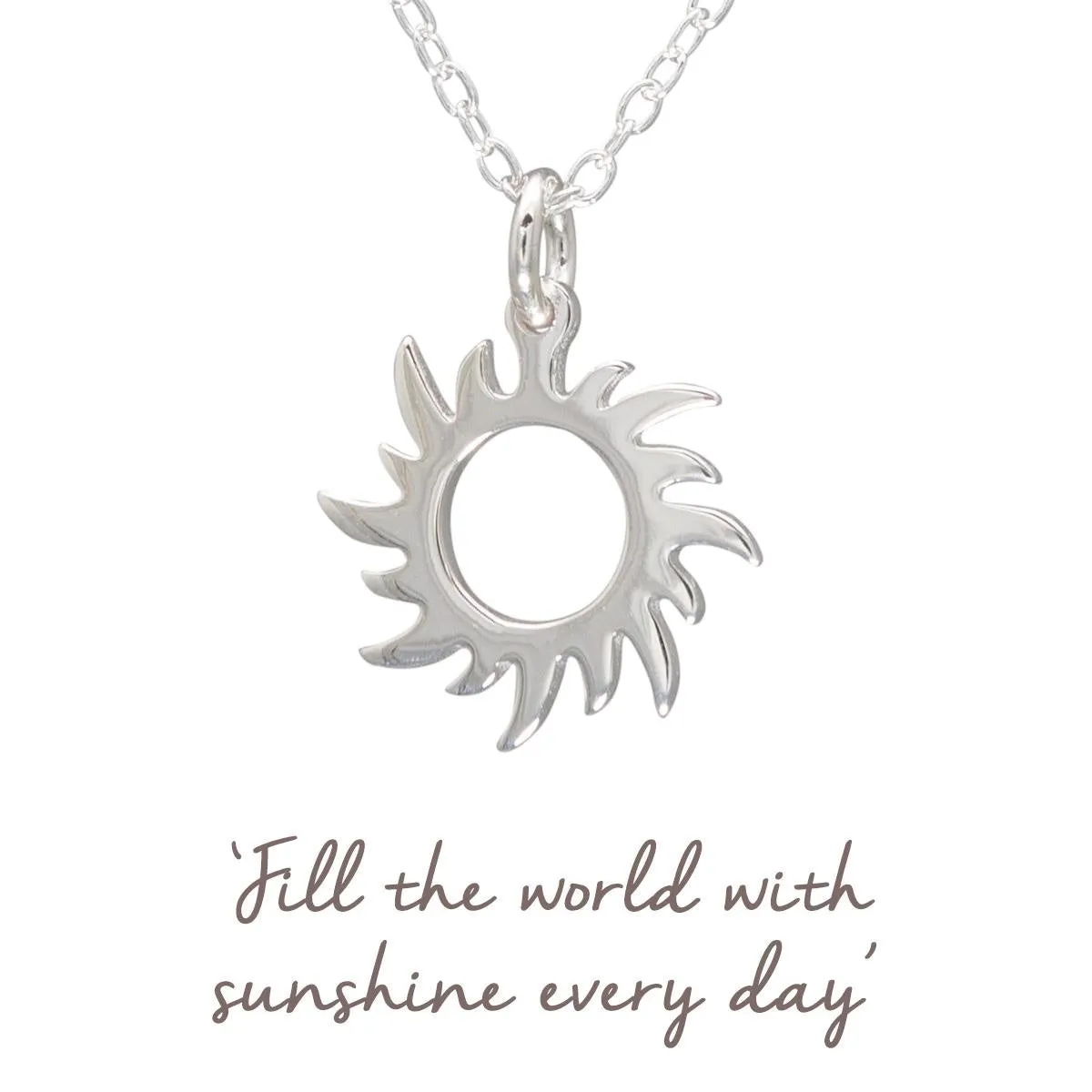 Mantra Sun Necklace | Sterling Silver