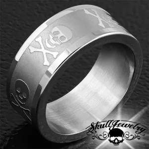 Matte Finish Pirate Skull & Crossbones Ring (c064)