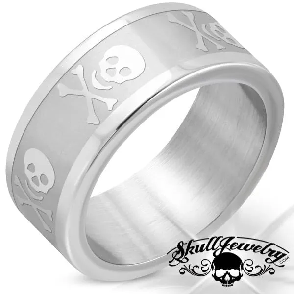 Matte Finish Pirate Skull & Crossbones Ring (c064)