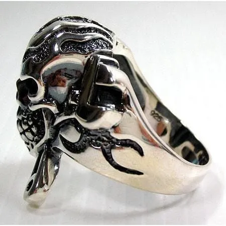 Mechanic Wrench Cross Skull Ring