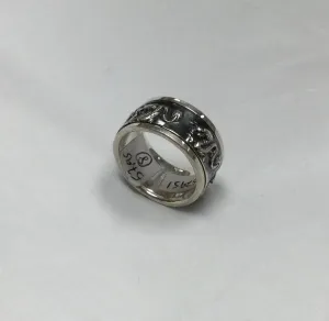 Meditation Ring, Size 7-8 - Silver with Dragons