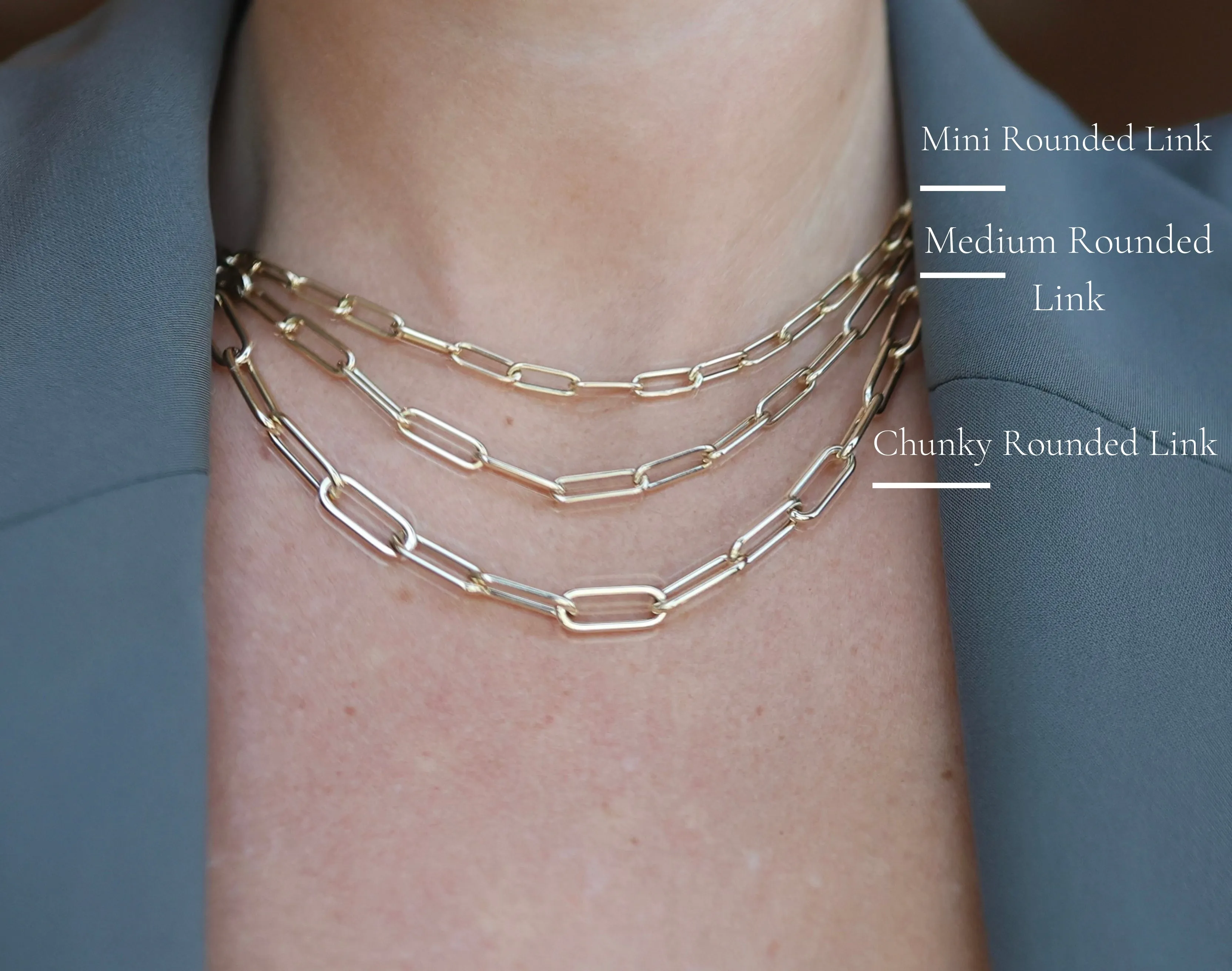 Medium Rounded 14k Gold Paperclip Chain