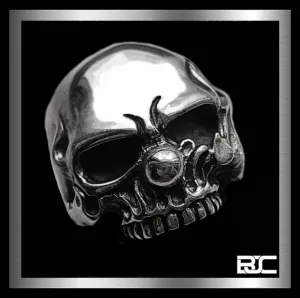 Mens Biker Clown Skull Ring 13 Of Spades Sterling Silver