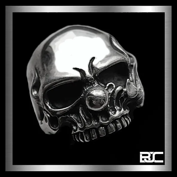 Mens Biker Clown Skull Ring 13 Of Spades Sterling Silver