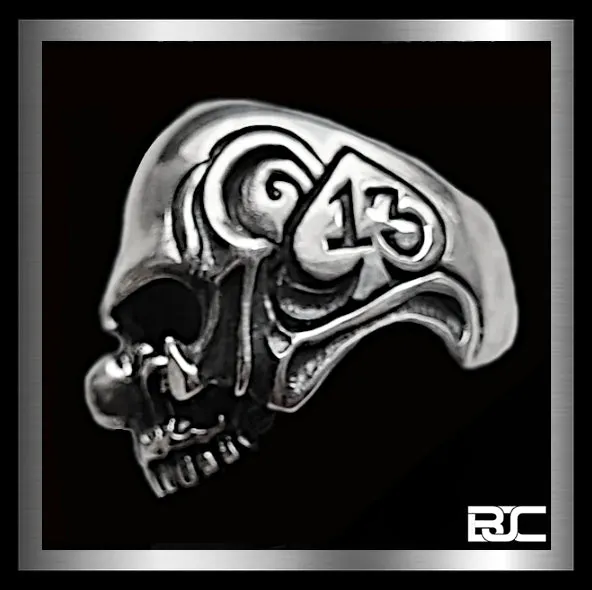 Mens Biker Clown Skull Ring 13 Of Spades Sterling Silver