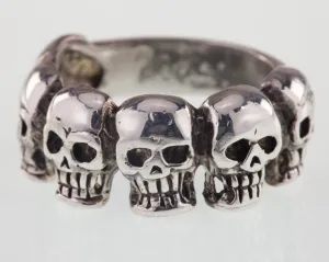 Men's Biker Skull Sterling Silver Band Ring Size 9.25
