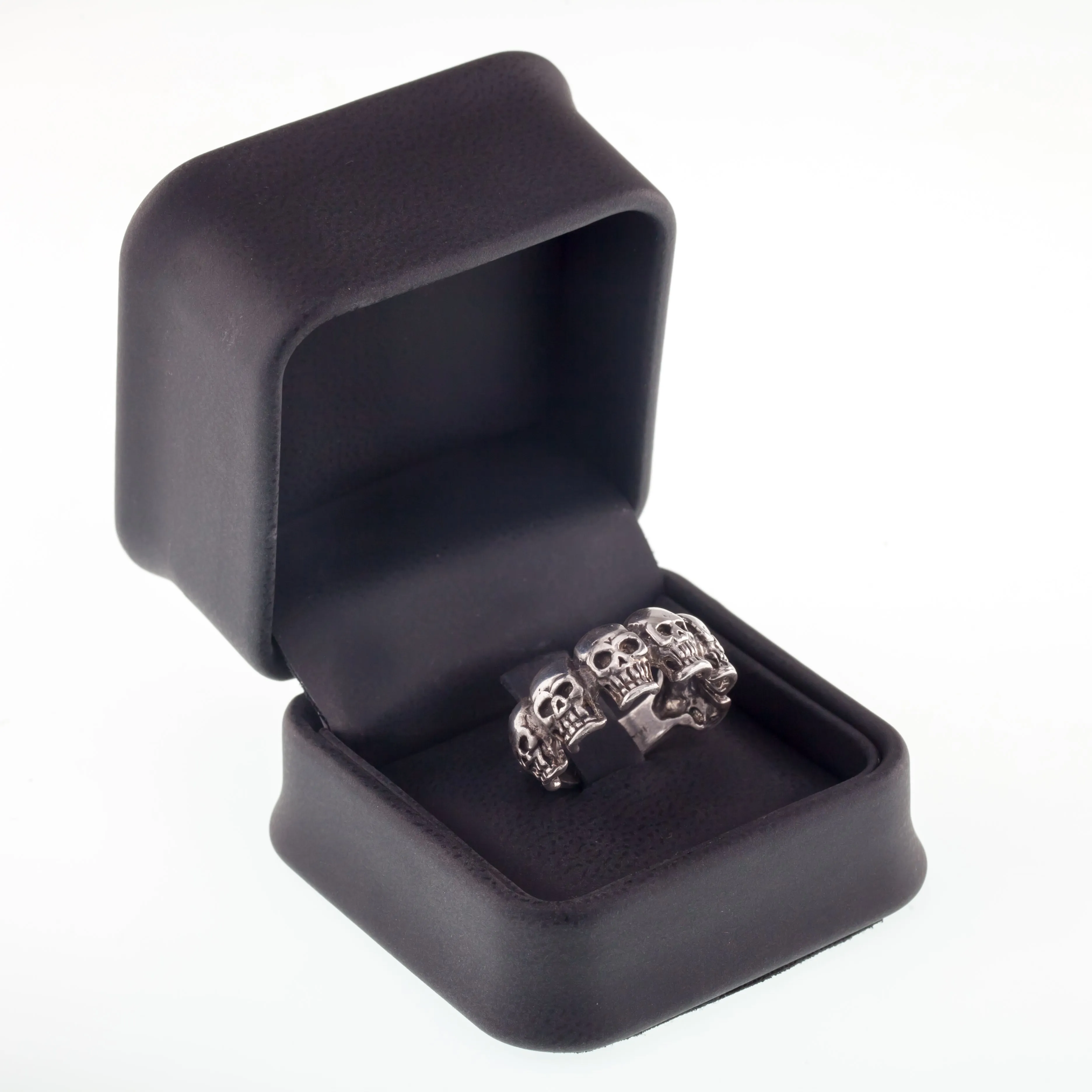 Men's Biker Skull Sterling Silver Band Ring Size 9.25