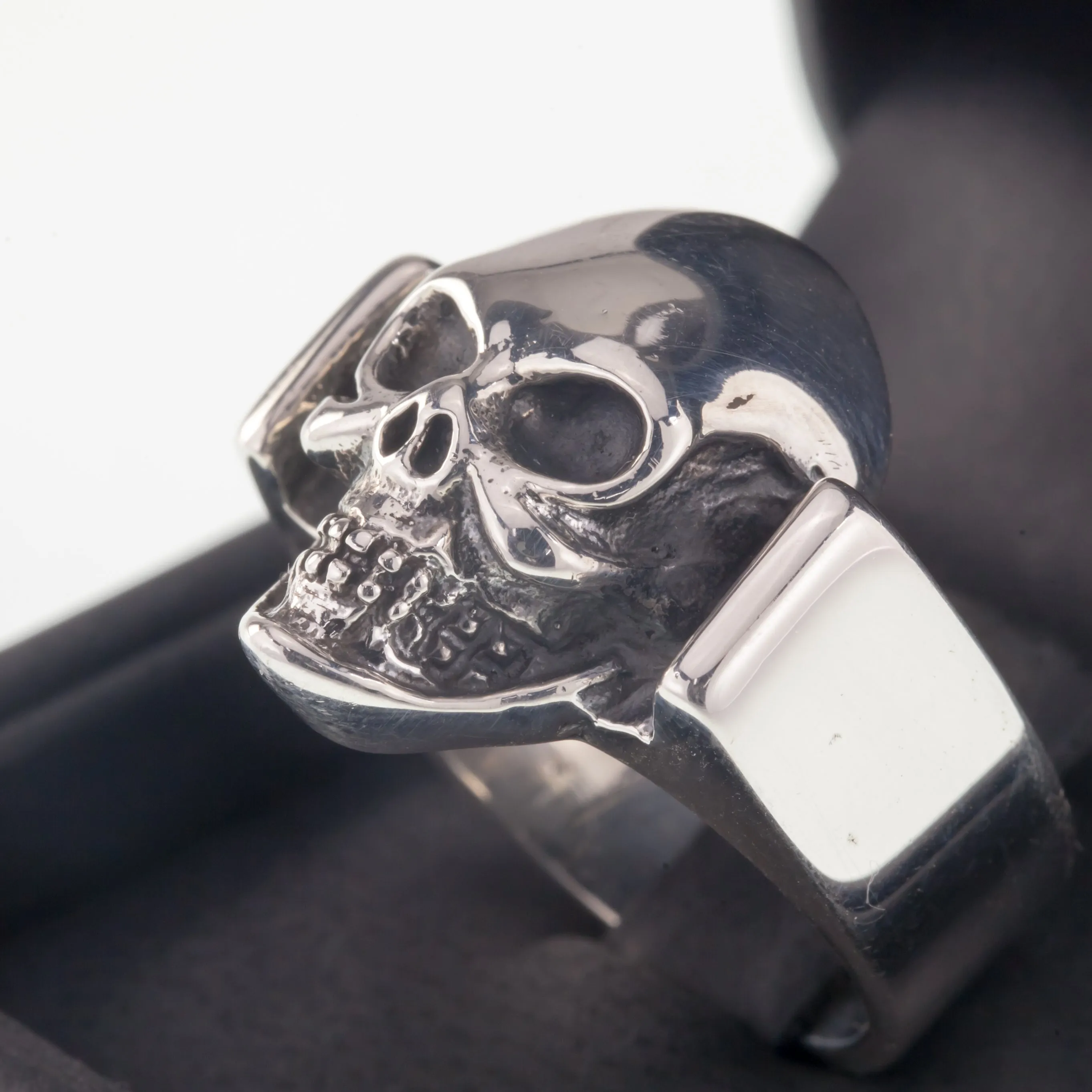 Men's Biker Skull Sterling Silver Ring Size 12