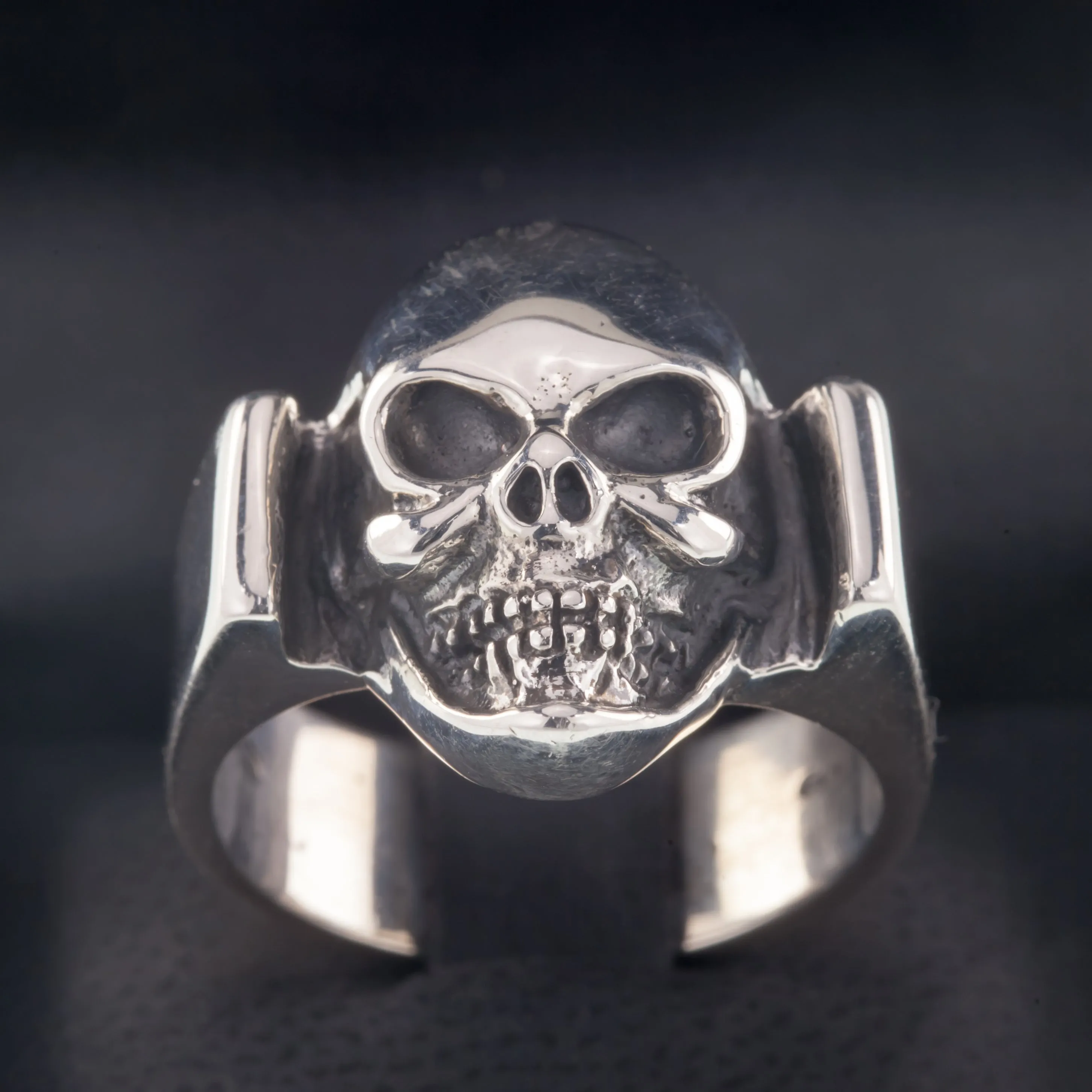 Men's Biker Skull Sterling Silver Ring Size 12